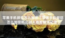 苹果手机微信怎么加密（苹果手机微信怎么加密防止别人查看聊天记录）